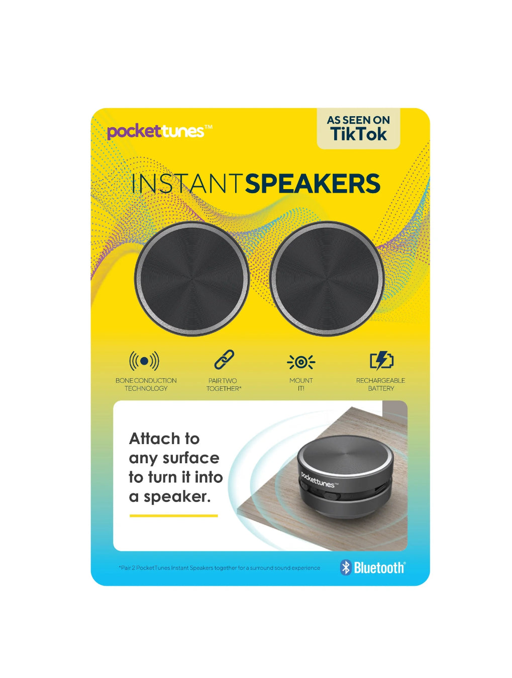 PocketTunes Instant Mini Speakers with Bluetooth Wireless Technology, Pack of 2