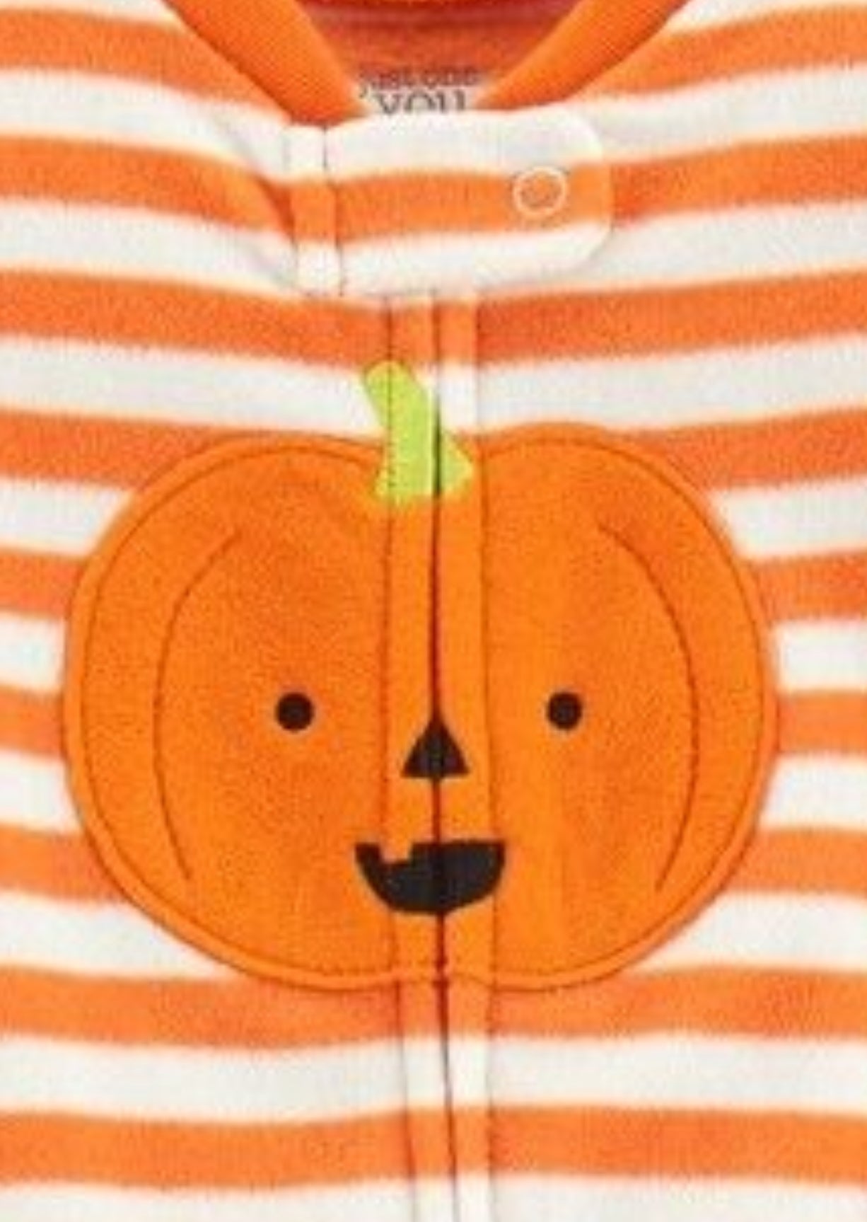 Carter's Halloween Baby Orange Stripe Pumpkin Fleece Pajamas One Piece