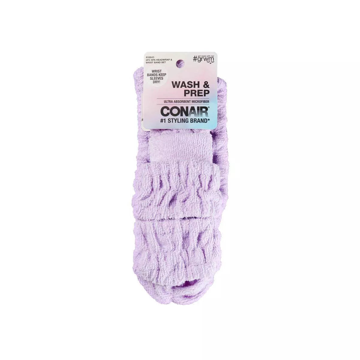Conair 3 Piece Spa Headwrap with Wrist Band Set
