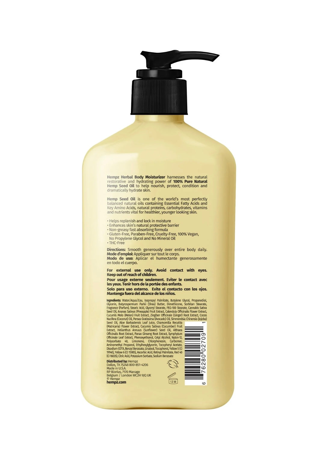 Hempz Herbal Body Lotion Hydrate + Refresh, Sweet Pineapple & Honey Melon, 17 fl oz