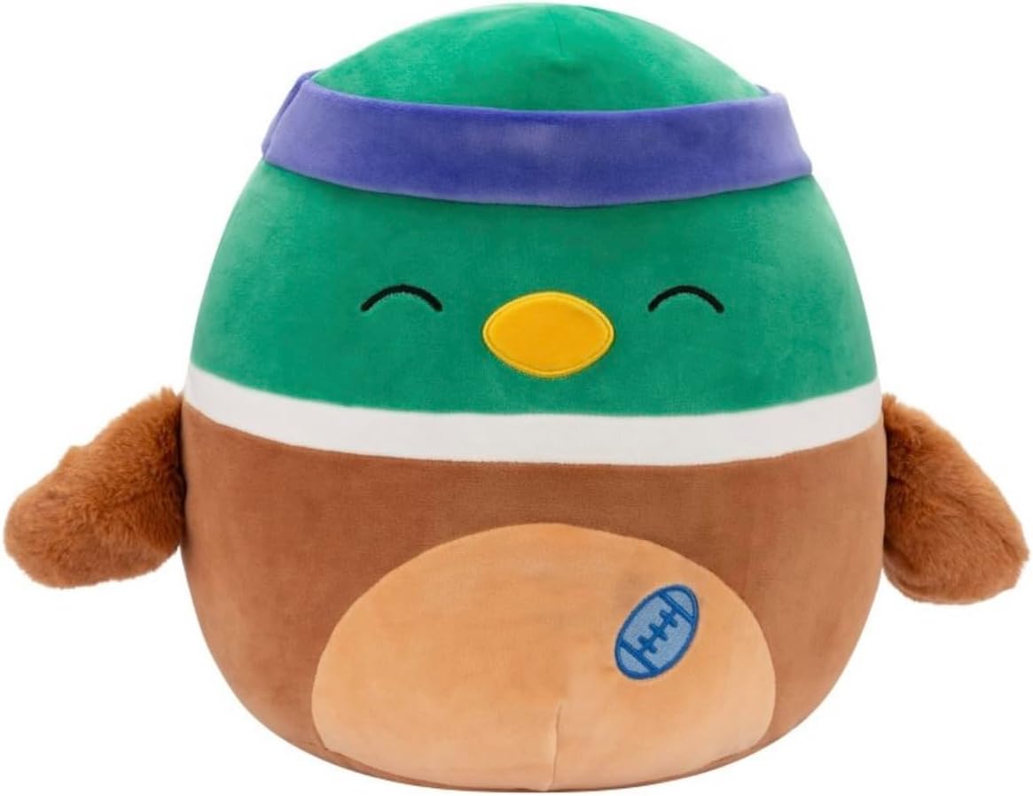 Squishmallows 12&quot; Avery Mallard Duck with Sweatband and Rugby Ball Medium Plush