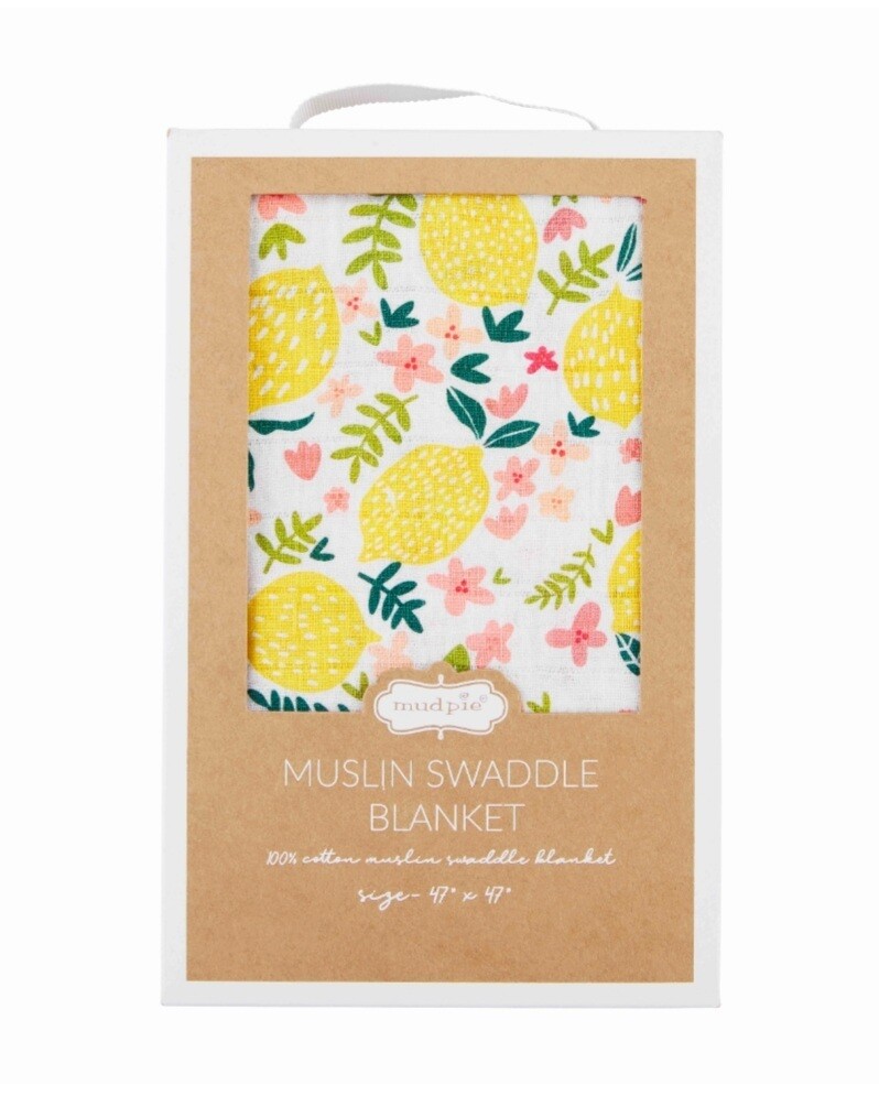 Mud Pie Lemons Muslin Swaddle Blanket