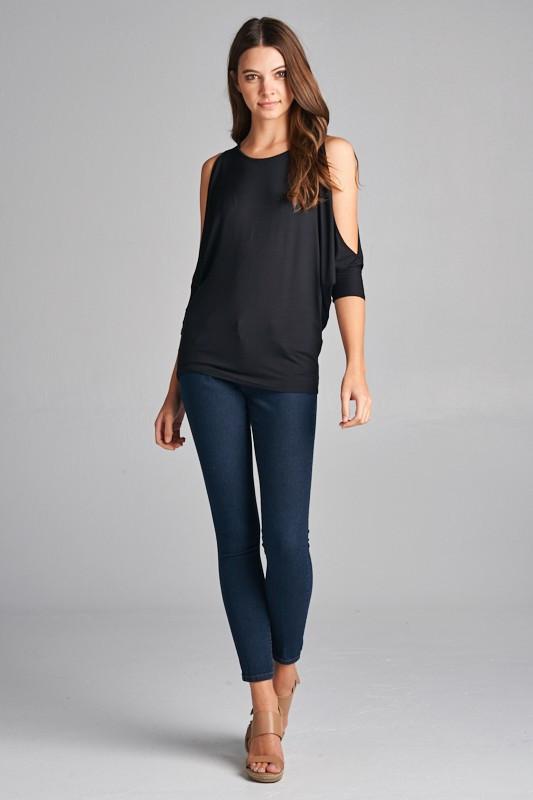 Cold Shoulder Batwing Top