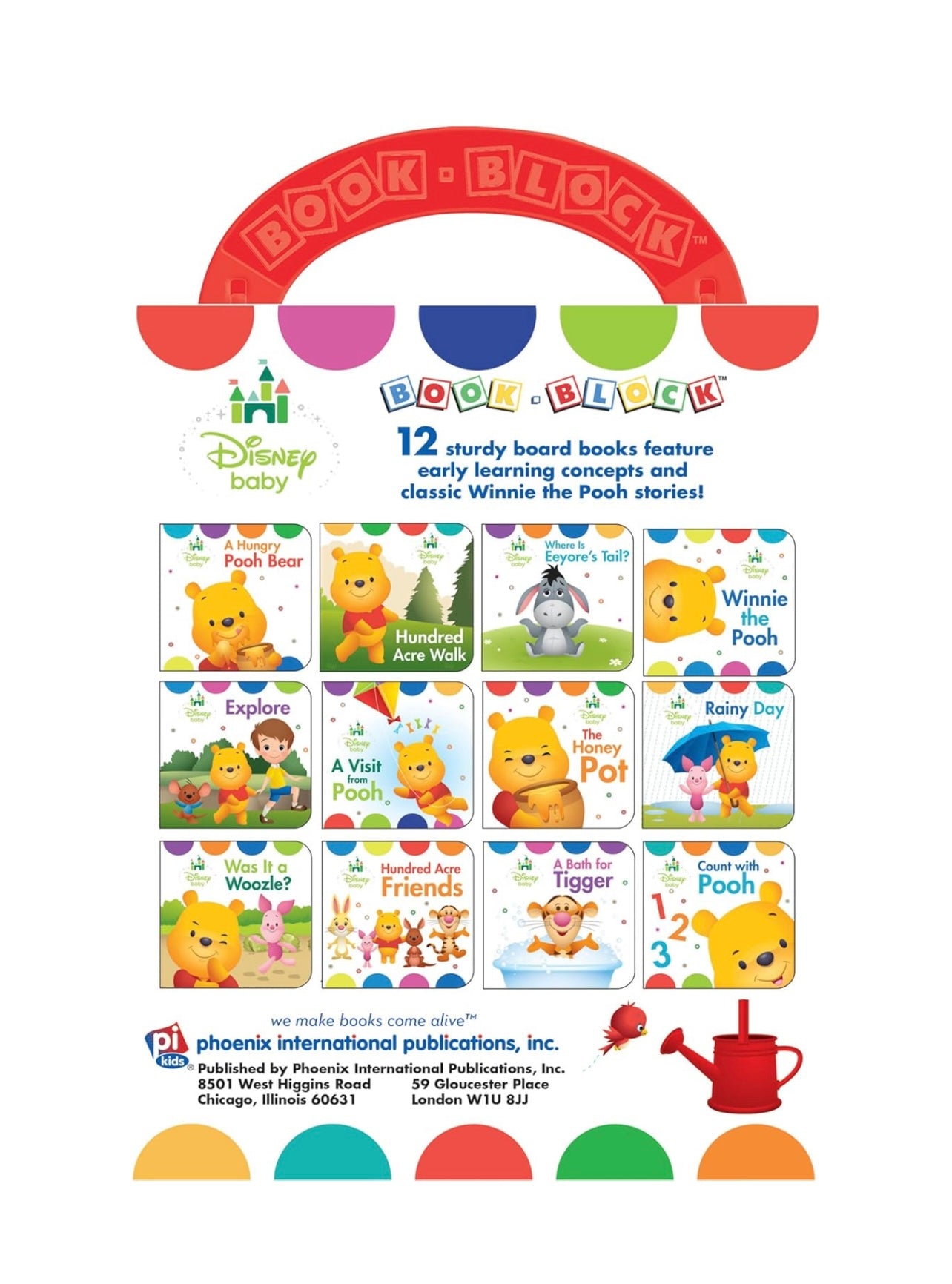 Disney Baby Winnie the Pooh My First Library, 12 Board Book Set Includes First Words, Counting, and More!