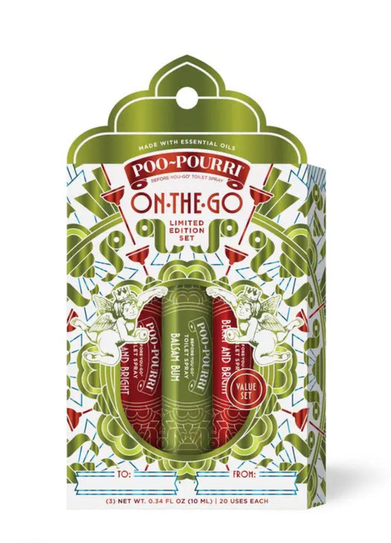 Poo-Pourri Holiday On the Go Toilet Spray, 3pk, Berry and Bright + Balsam Bum