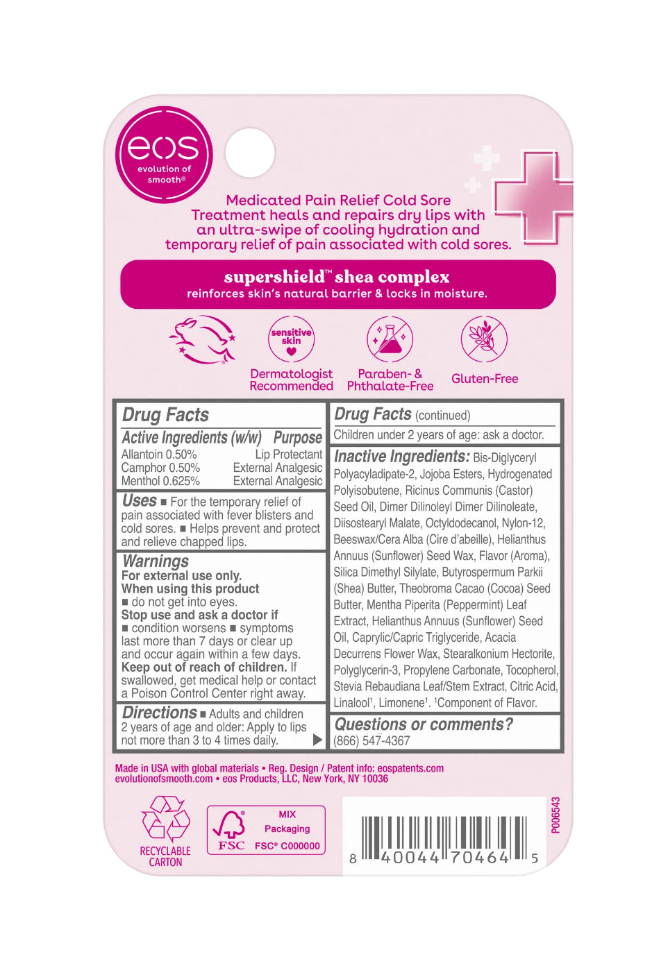 eos Medicated Pain Relief Cold Sore Treatment, .35oz