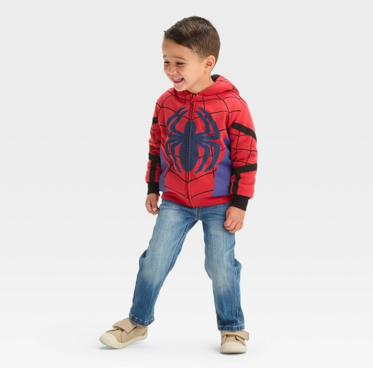 Marvel Spider-man Cosplay Sherpa Hood Zip-up Fleece Sweatshirt, Toddler