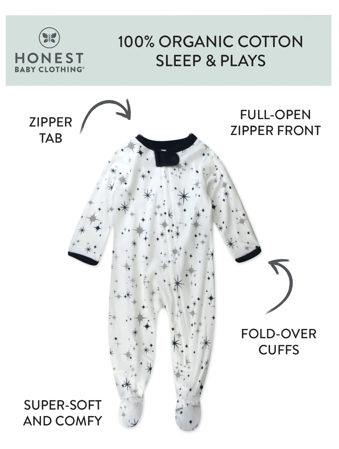 Honest Baby Clothing Organic Cotton Long Sleeve Sleep &amp; Play
