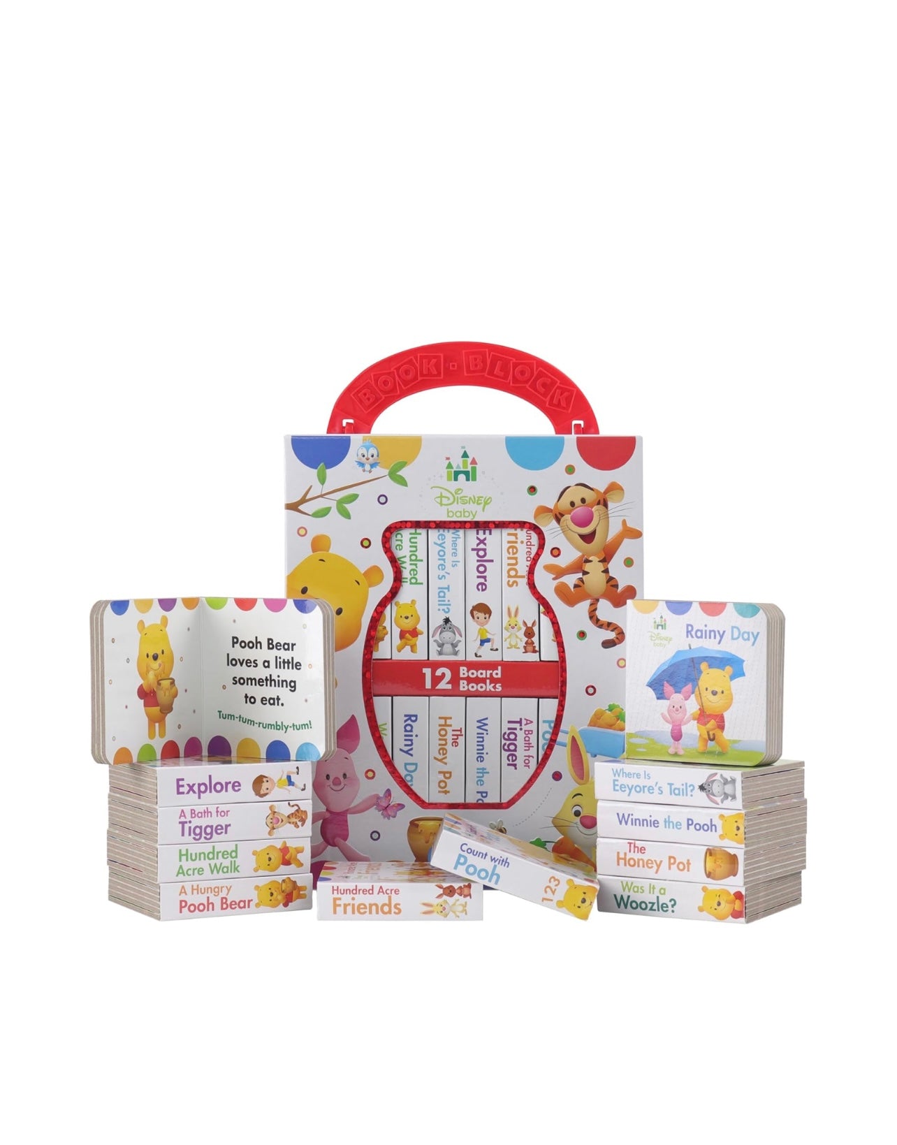 Disney Baby Winnie the Pooh My First Library, 12 Board Book Set Includes First Words, Counting, and More!