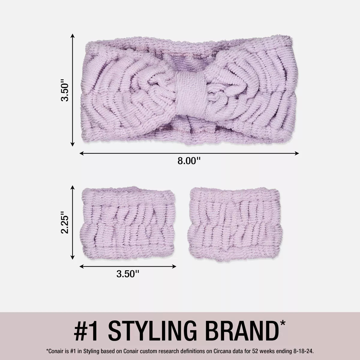 Conair 3 Piece Spa Headwrap with Wrist Band Set