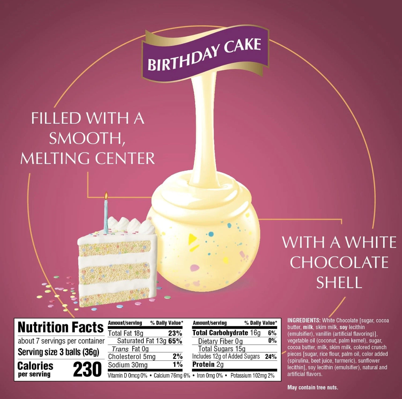 Lindt LINDOR Birthday Cake White Chocolate Candy Truffles, 8.5 oz, Bag