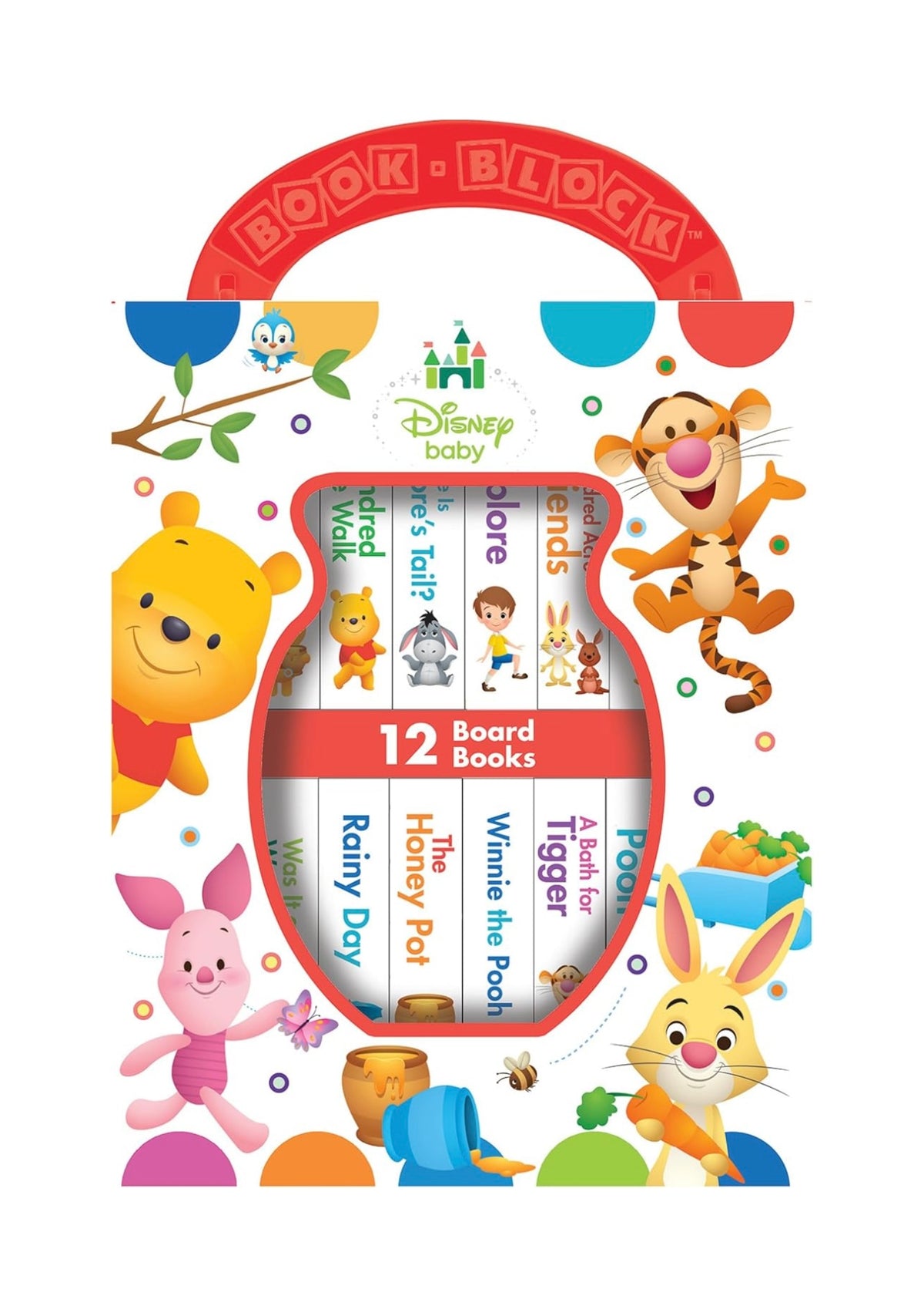 Disney Baby Winnie the Pooh My First Library, 12 Board Book Set Includes First Words, Counting, and More!