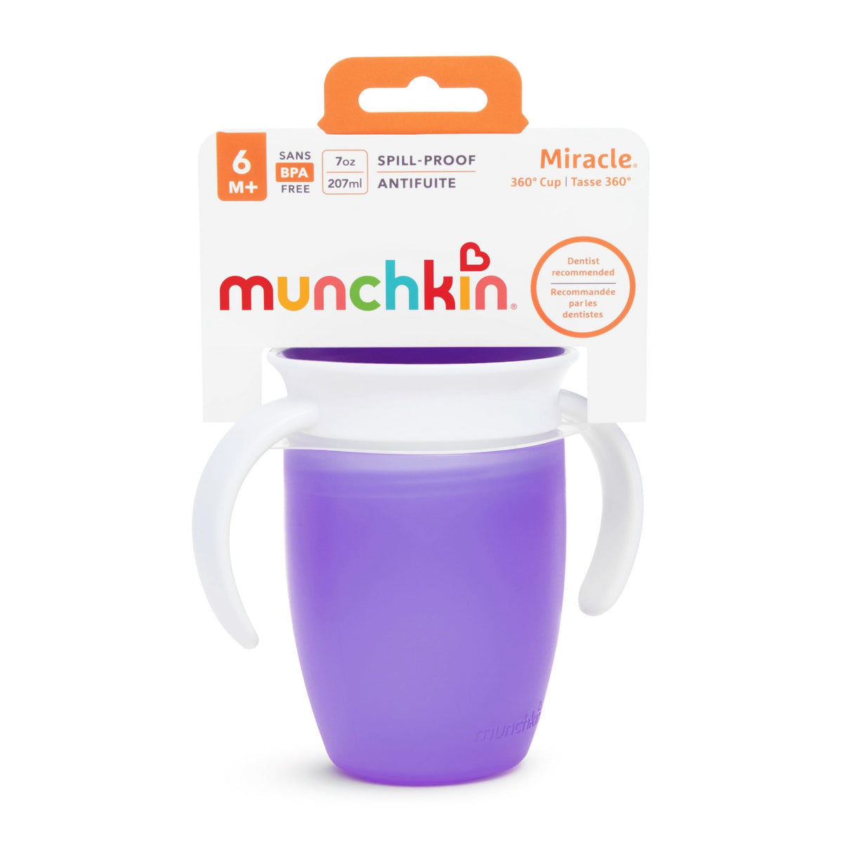 Munchkin Miracle 360˚ Trainer Spoutless Sippy Cup, 7oz, Multiple Colors