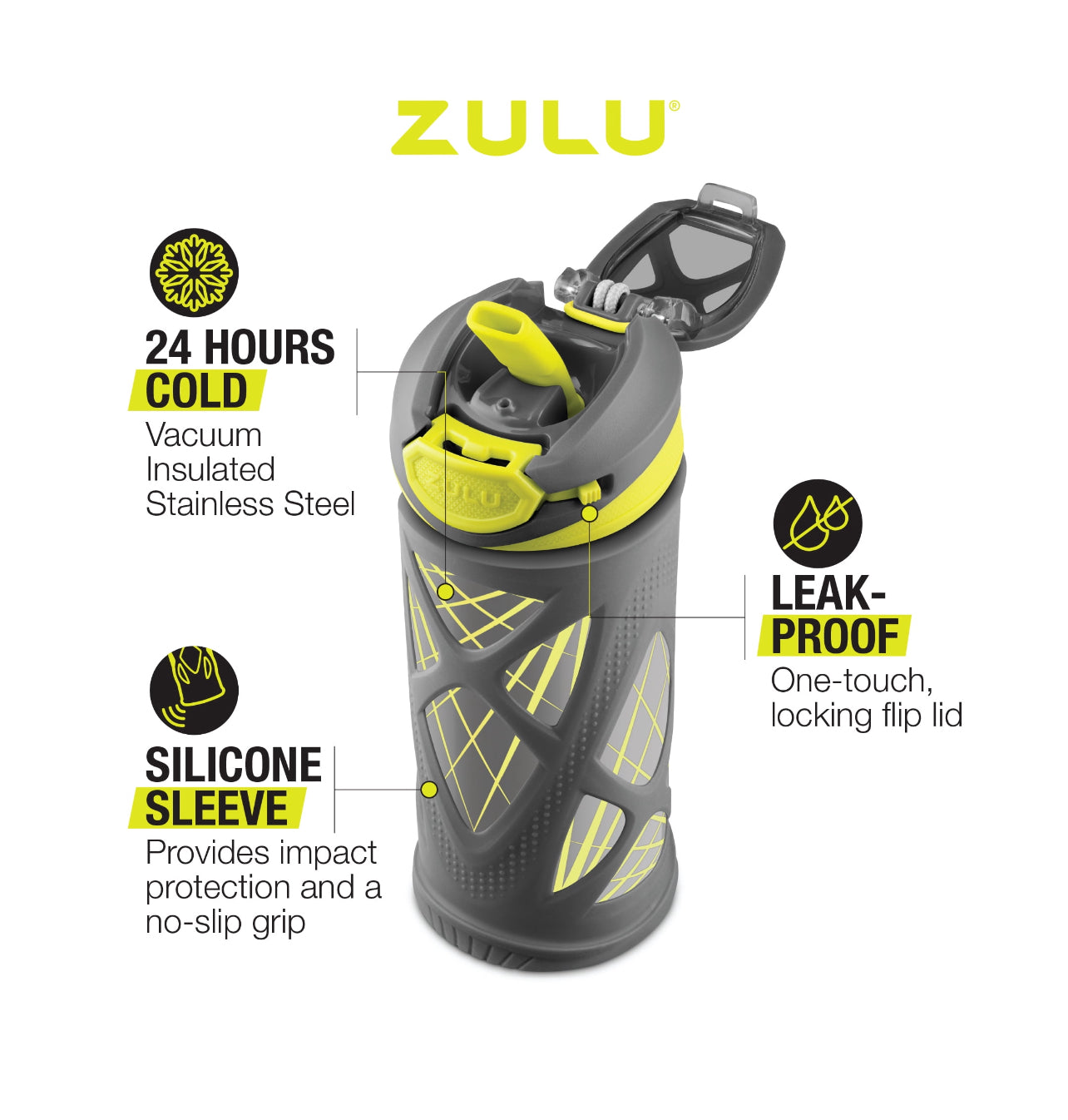Zulu Echo 12 fl oz Kids Stainless Steel Insulated Water Bottle