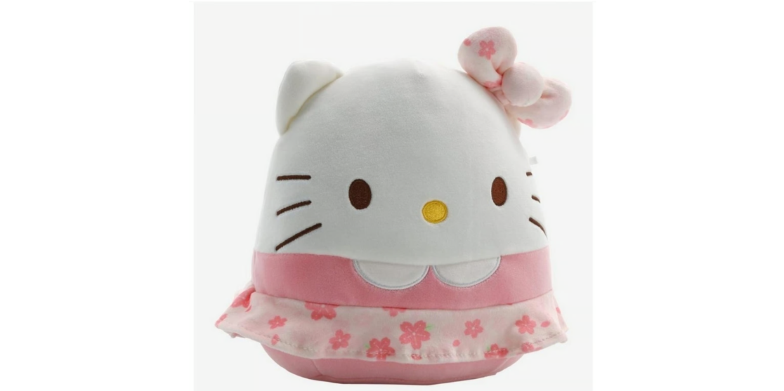 Squishmallows Sanrio Hello Kitty, Cherry Blossom Pink Floral Dress, 8"