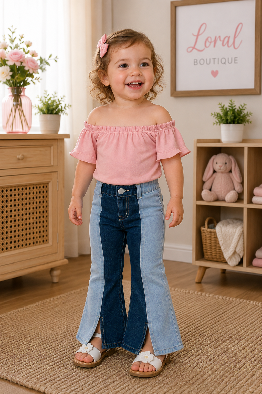Bailey’s Blossoms Karli Cold Shoulder Flutter Sleeve Leotard – Pink