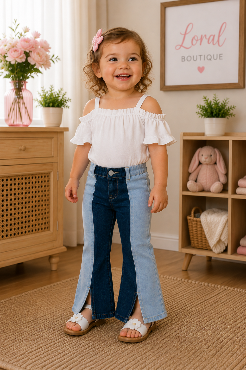 Bailey’s Blossoms Sophie Two-Tone Denim Bell Bottoms