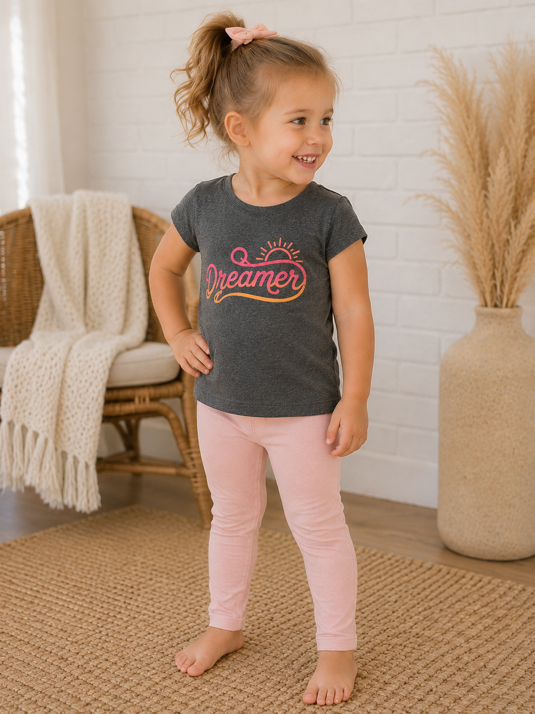 Bailey’s Blossoms Dreamer Graphic Tee – Heather Charcoal Gray