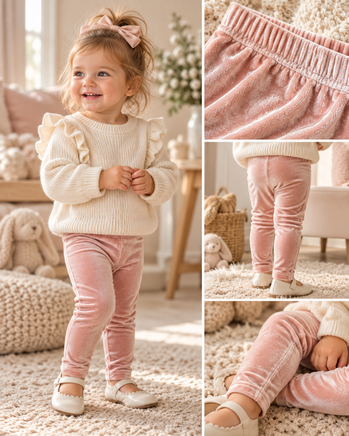 Bailey’s Blossoms Blush Pink Velvet Leggings