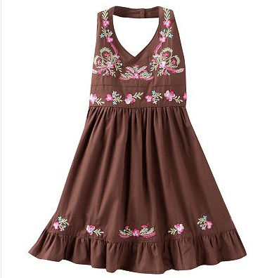 Blueberi Boulevard Embroidered Summer Halter Sundress