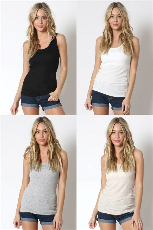 Ribbed Double Scoop Tank Top