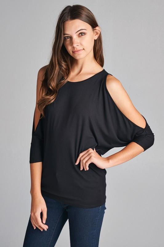 Cold Shoulder Batwing Top