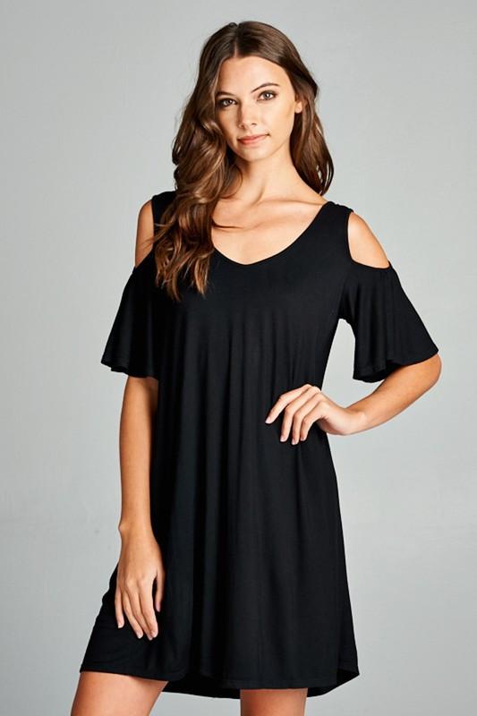 Cold Shoulder Ruffle Dress