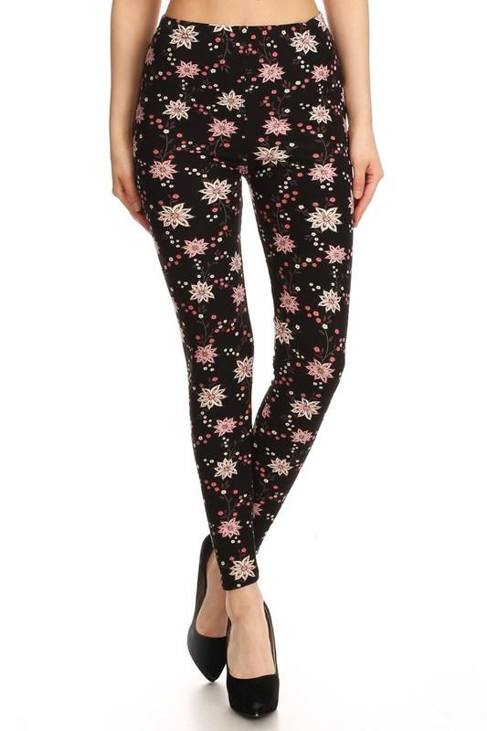 Pink Star Floral Buttery Soft Leggings