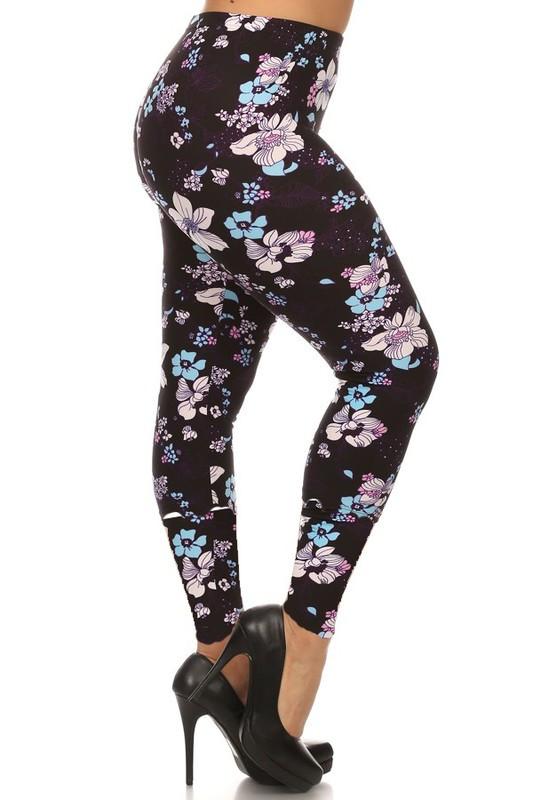 Purple &amp; Blue Floral Buttery Soft Leggings