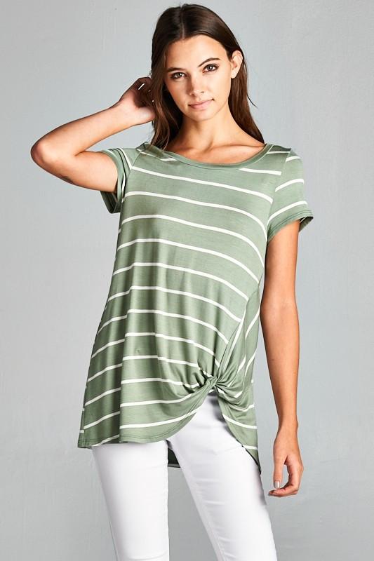 Stripe Twist Knot Tunic Top